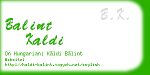 balint kaldi business card