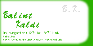 balint kaldi business card